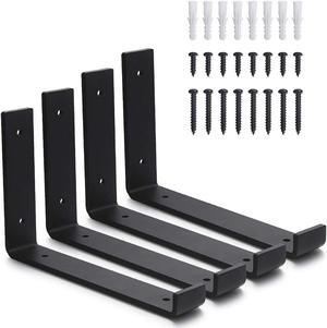 Butizone Metal Shelf Bracket 4 Pack, DIY Open Shelving, Black (11.25")