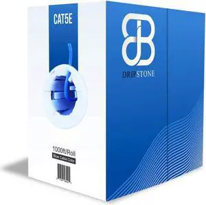 Dripstone 600001 1000ft CAT5e 4/UTP Ethernet LAN Cable 24AWG Network Wire (Blue)