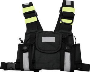 GoodQbuy Universal Radio Harness Chest Rig Bag Pocket Pack Holster Vest Fluorescent Green for Two Way Radio