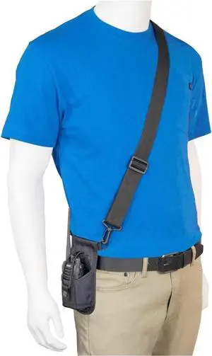 SSRH-500 Shoulder Strap Radio Holster with an Adjustable Radio Pouch That Will Hold a Radio from 4-3/4" up to 8-1/2" Tall. Made in The USA by Holsterguy.