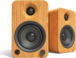 Kanto YU4BAMBOO Powered Speakers with Bluetooth and Built-in Phono Preamp | Auto Standby and Startup | Remote Included | 140W Peak Power | Pair | Bamboo