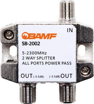 BAMF 2 Way Coaxial Cable Splitter Bi-Directional Coax MoCA 5-2300MHz RG6 Compatible Nickel Plated Cable Splitter Internet and TV Splitter Satellite Amplifier Antenna Analog/Digital Connections