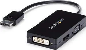 South City Mall.com 3 in 1 DisplayPort Multi Video Adapter Converter - 1080p DP Laptop to HDMI VGA or DVI Monitor or Projector Display (DP2VGDVHD),VGA / DVI / HDMI (Black)