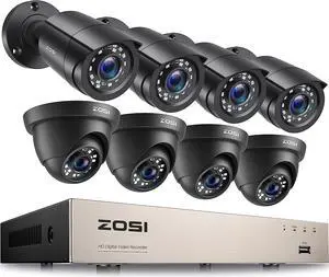 ZOSI 8CH 5MP Lite Security Camera System Outdoor,H.265+ 8 Channel 5MP Lite Video DVR Recorder and 8X1920TVL Weatherproof Home CCTV Cameras,80ft Night Vision,Motion Alert,Remote Access,NO Hard Drive