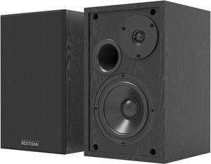BESTISAN Powered Bookshelf Speakers, Bluetooth 5.0, with Bass Adjustable, 4 Inch Speakers for TV/Computer/Phone/Record Player, 50W Home Studio Speakers, Pair
