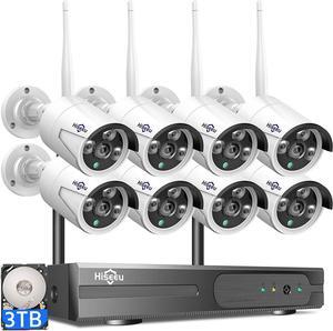 Wireless Security Camera System, Expandable 16CH 4K NVR, 4Pcs 3MP Night Vision WiFi Cameras Home Surveillance Outdoor, Motion Detection, 1TB HDD, One-Way Audio