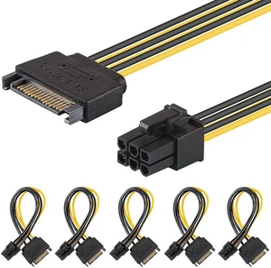 J&D SATA Power Cable, (5 Pack) SATA 15 Pin to 6 Pin PCI Express (PCIe) Graphics Video Card Power Cable Adapter (20 cm) J&D SATA Power Cable, (5 Pack) SATA 15 Pin to 6 Pin PCI Express (PCIe) Graphics Video Card Power Cable Adapter (20 cm)