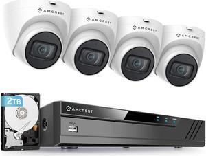 Amcrest 5MP POE Security Camera System - Outdoor, 8CH POE NVR, 4pcs 5MP Turret IP Cameras, IP67 Metal, Built-in Mic, Pre-Installed 2TB Hard Drive