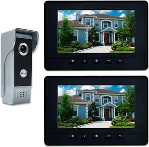 Video Intercom System, 7 Inches Video Doorbell Door Phone System, Wired Video Door Phone HD Camera Kits Dual-Way Intercom for Villa House Office Apartment 1-IR Camera 2-LCD Color Monitor