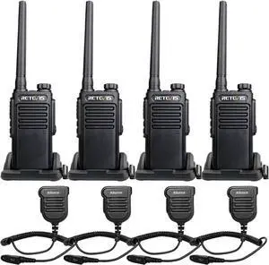 RT47 IP67 Waterproof 2 Way Radio,Heavy Duty Two Way Radio with Mic, Fully Dustproof,Waterproof 1m/30min,License-Free,Lightweight,Walkie Talkies for Construction Manufacture Outdoor(4 Pack)