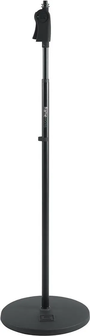 Gator Frameworks Microphone Stand with 12" Weighted Base and Deluxe Soft Grip Squeeze Height Adjustment (GFW-MIC-1201), 12" Weighted Base - Deluxe Height Adjust, Black