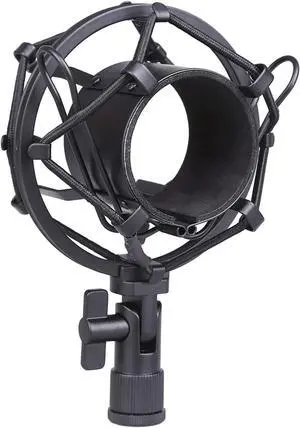 Koolertron Microphone Shock Mount,Mic Clip Holder,Universal 50MM Anti-Vibration Mic Holder for 48MM-54mm Diameter Studio Condenser Mic (Black)