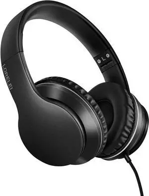 X6 Over-Ear Headphones with Microphone Lightweight Foldable & Portable Stereo Bass Headphones with 1.45M No-Tangle Wired Headphones for Smartphone Tablet MP3 / 4 (Space Black)