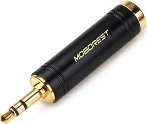 3.5mm to 1/4 Stereo Pure Copper Adapter 1/8 (3.5mm) Male Plug to 1/4 (6.35mm) Jack Female Socket Adapter for Headphone Amp Adapte Black -1PCS