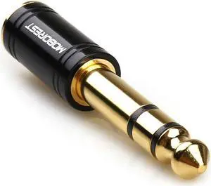 1/4 (6.35mm) Male TRS Plug to 1/8 (3.5mm) Female Socket Stereo Audio Jack Pure Copper Adapter for Headphone Amp Adapte - Black 1PCS