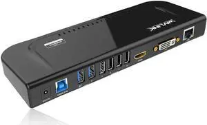 WAVLINK USB3.0/USB C Universal Laptop Docking Station,Dual Monitor Display with HDMI+DVI/VGA/HDMI Gigabit Ethernet,Audio Output/Input, 6 USB Ports for Ultrabook and PCs
