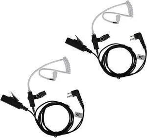 A AIRSN 2 Pin Earpiece Headset for Motorola CP200,GP300,CLS1110,CLS1410 Walkie Talkies/Two Way Radio with Transparent Acoustic Tube (Pack of 2)