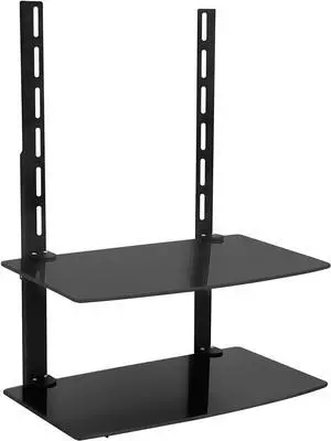 Mount-It! TV Wall Mount Shelf for Cable Box, DVD Player, AV Components and Accessories, Two Shelves, Tempered Glass Storage Bracket