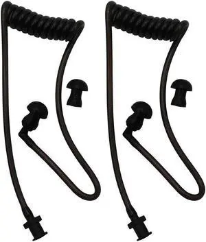 GoodQbuy 2Pcs Flexible Spring Air Tube Replacement Walkie Talkie Earphone Earpiece Coil Acoustic Air Tube for Two-Way Radio Headsets (Black)