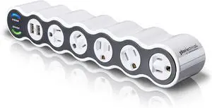 360 Electrical 36052 White Surge Protector, 5-Outlet + 2 USB + 4 ft. Cord