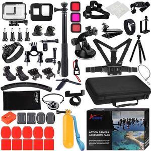 Action Camera Accessories Kit for Gopro Hero 8 Black Waterproof Housing Silicone Case Glass Screen Protector are Compatible with Gopro8 Hero8 62D