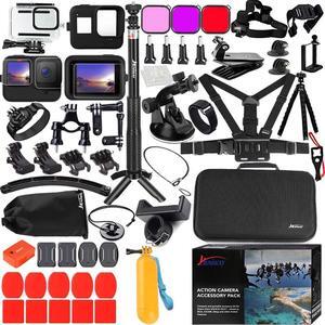 Accessories Kit for Gopro Hero 12 11 10 9 Black Waterproof Housing Silicone Case Glass Screen Protector Bundle for Go pro Gopro12 Gopro11 Gopro10 Gopro9 Hero12 Hero11 Hero10 Action Camera 62E