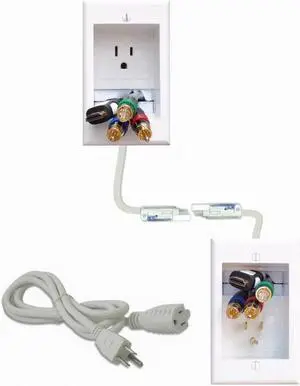 TWO-CK Dual Outlet TV Cord Hider for Wall Mounted TVs - Recessed In-Wall Cable hider System for Power & Low Voltage - Matches Existing Outlets - Hide Wires With this Easy DIY Install Kit