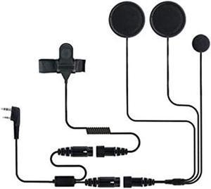 BAOFENG Helmet Kit 2 PIN Full Face Motorcycle Headset Earpiece Mic Ken Wood/WOU Xun/Pu Xing/Lin ton Two Way Radio Walkie Talkie, Black