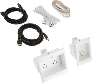 TWO-PRO-H2 Dual Outlet Recessed In-Wall Cable Management System and Two 10-Foot High-Speed HDMI Cables (Latest Standard) Bundle