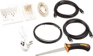 TWO-PRO-6 Dual Outlet TV Cord Hider for Wall Mounted TVs - Recessed In-Wall Cable hider System for Power & Low Voltage - Matches Existing Outlets -Hide Wires With this Easy DIY Install Kit
