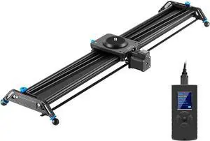 Motorized Camera Slider, 31" Aluminum Alloy Track Dolly Rail Camera Slider with Tracking Shooting, 120 Degree Panoramic Shooting and Time-Lapse Photography for Most DSLR Cameras