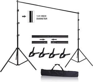 10ft x 8.5ft Adjustable Photography Backdrop Support System Photo Video Studio Muslin Background Stand Kit with Carry Bag