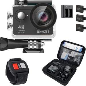 CaptureCam 4K Ultra HD and 12MP Waterproof Sports Action Camera Kit with Carrying Case, 3 Batteries, Dual Battery Charger, 2 LCD Screen, WiFi, Remote Control, and 21 Mounts and Accessories