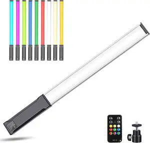 Hagibis RGB Handheld LED Video Light Wand Stick Photography Light 9 Colors,with Built-in Rechargable Battery and Remote Control,1000 Lumens Adjustable 3200K-5600K,Hot Shoe Adapter Included..