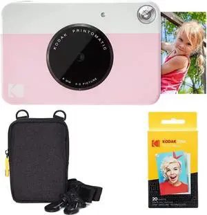 Kodak Printomatic Instant Camera (Pink) Basic Bundle + Zink Paper (20 Sheets) + Deluxe Case, Welcome to consult