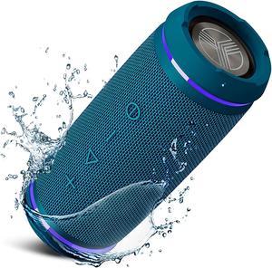 TREBLAB HD77 Blue - Bluetooth Portable Speaker - 360° HD Surround Sound - Wireless Dual Pairing - 30W of Stereo Sound - DualBass Technology - IPX6 Waterproof with up to 20H of Run Time