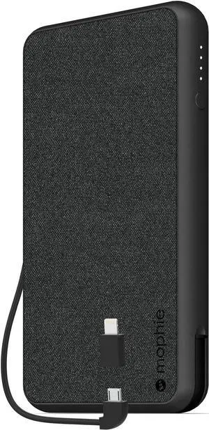 Powerstation Plus XL Power Bank- 10,000 mAh Internal Battery, Built-in 10W Micro-USB Cable with Lightning Connector & 10W USB-A Port, Travel-Friendly & Compact, LED Indicators, Black