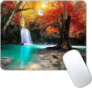 Deep Forest Waterfall Mouse Pad Non-Slip Rubber Base Wireless Gaming MousePads for Computers Laptop Office Cute Mouse Pads with Designs for Women