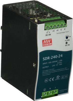 MEAN WELL SDR-240-24 AC to DC DIN-Rail Power Supply, 24V, 10 Amp, 240W, 1.5" - 2081086