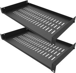 Jingchengmei 2 Pack of 1U Disassembled Vented Cantilever Server Rack Mount Shelf 10" (254mm) Deep for 19" Network Cabinet or Equipment Rack (10V2PC)