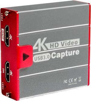 Mirabox USB3.0 4K HDMI Video Capture Card, 1080P 60FPS HD Game Capture Device Cam Link with HDMI Passthrough Work with DSLR Xbox PS4 Switch for OBS Twitch Game Live Streaming and Recording