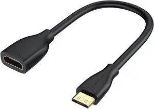 Mini HDMI to HDMI Cable, 0.5ft Mini-HDMI Male to HDMI Female Adapter, Support 4K 60Hz, 3D, for Camera, Camcorder, Graphics Card, Laptop,Tablet, HDTV,Projector, 0.5ft, Black Mini HDMI to HDMI Cable, 0.5ft Mini-HDMI Male to HDMI Female Adapter, Support 4K 60Hz, 3D, for Camera, Camcorder, Graphics Card, Laptop,Tablet, HDTV,Projector, 0.5ft, Black