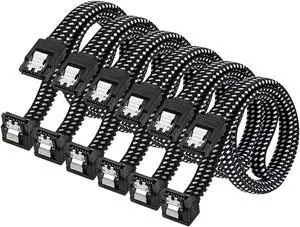 SATA III Cable,DanYee Nylon Braided SATA Cable III 6Gbps Straight HDD SDD Data Cable with Locking Latch 18 Inch Compatible for SATA HDD, SSD, CD Driver, CD Writer (6 Packs Black) SATA III Cable,DanYee Nylon Braided SATA Cable III 6Gbps Straight HDD SDD Data Cable with Locking Latch 18 Inch Compatible for SATA HDD, SSD, CD Driver, CD Writer (6 Packs Black)