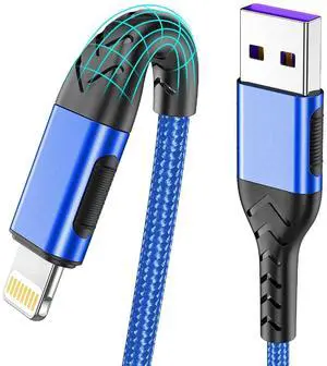 iPhone Charger [ MFi Certified] 3Pack 10FT Lightning Cable for Long Charger Cable Fast Charging Cord Compatible with with iPhone Xs Max/XS/XR/X/8/7/6S/6/Plus/SE/iPad(Blue)
