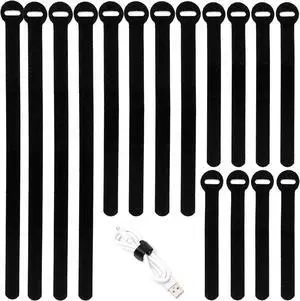 150PCS Reusable Cable Ties - 4+6+8+10inch Multi-Purpose Cable management Hook & Loop Cable Straps Wire Ties Adjustable Fastening Cord Organizer Cable Organizer for Home Office and Data Centers Black