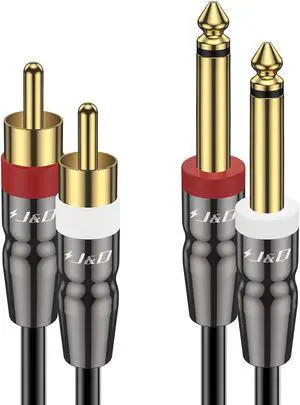 Dual 1/4 inch TS to Dual RCA Cable Heavy Duty 1/4 Male to RCA Male Adapter Stereo Audio Interconnect Quarter inch Cable 15 Feet