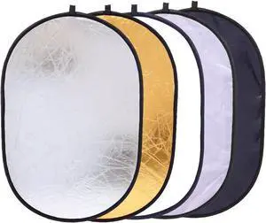 Konseen Collapsible Photography Reflector 24x35inch (60x90cm) 5-in-1 Multi Light Diffuser Panel Studio Photo Portable Light Reflectors for Product Photography Accessories Props with Carrying Bag