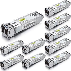 10GBase-LR SFP+ Transceiver, 10G 1310nm SMF, up to 10 km, Compatible with  SFP-10G-LR, Meraki MA-SFP-10GB-LR, Ubiquiti UniFi UF-SM-10G, Fortinet, Mikrotik, Netgear, D-Link and More, 10 Pack