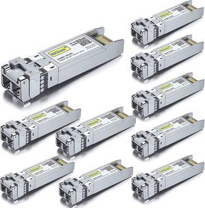 10GBase-SR SFP+ Transceiver, 10G 850nm MMF, up to 300 Meters, Compatible with  SFP-10G-SR, Ubiquiti UniFi UF-MM-10G, Mikrotik S+85DLC03D, Fortinet, D-Link, Supermicro, and More, Pack of 10