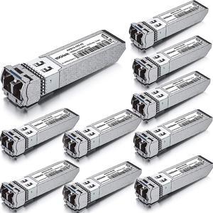 10GBase-LR Lite SFP+ IR Transceiver, 10G 1310nm SMF, up to 1.4 km, Compatible with  SFP-10G-LRM2, Meraki, Ubiquiti UniFi, Mikrotik, Netgear AXM764, D-Link, Supermicro, Broadcom, 10 Pack